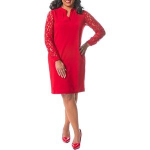 Kasper Women's Lace Knee-Length Crimson‎ Sheath Dress Size Small
